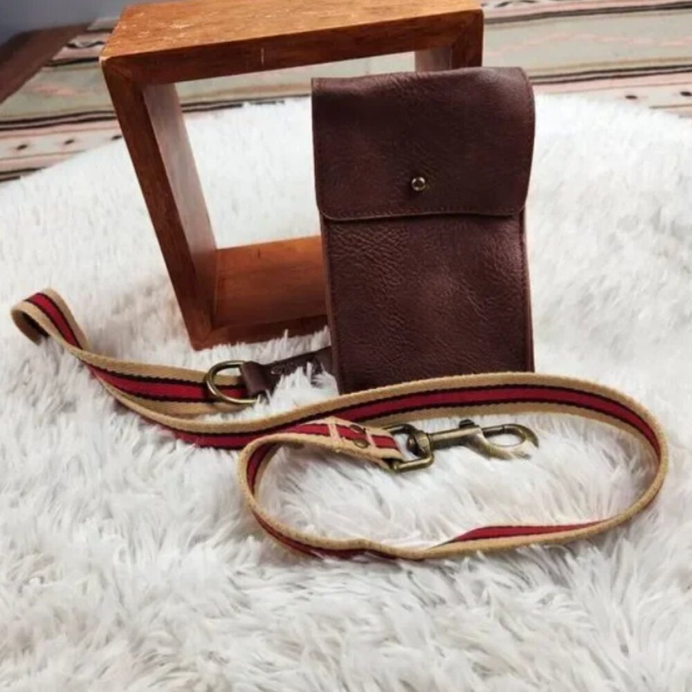 vintage Tan & Red Stripe Waste Bag Dispenser Leash: 4-Ft Long, 1-In Wi